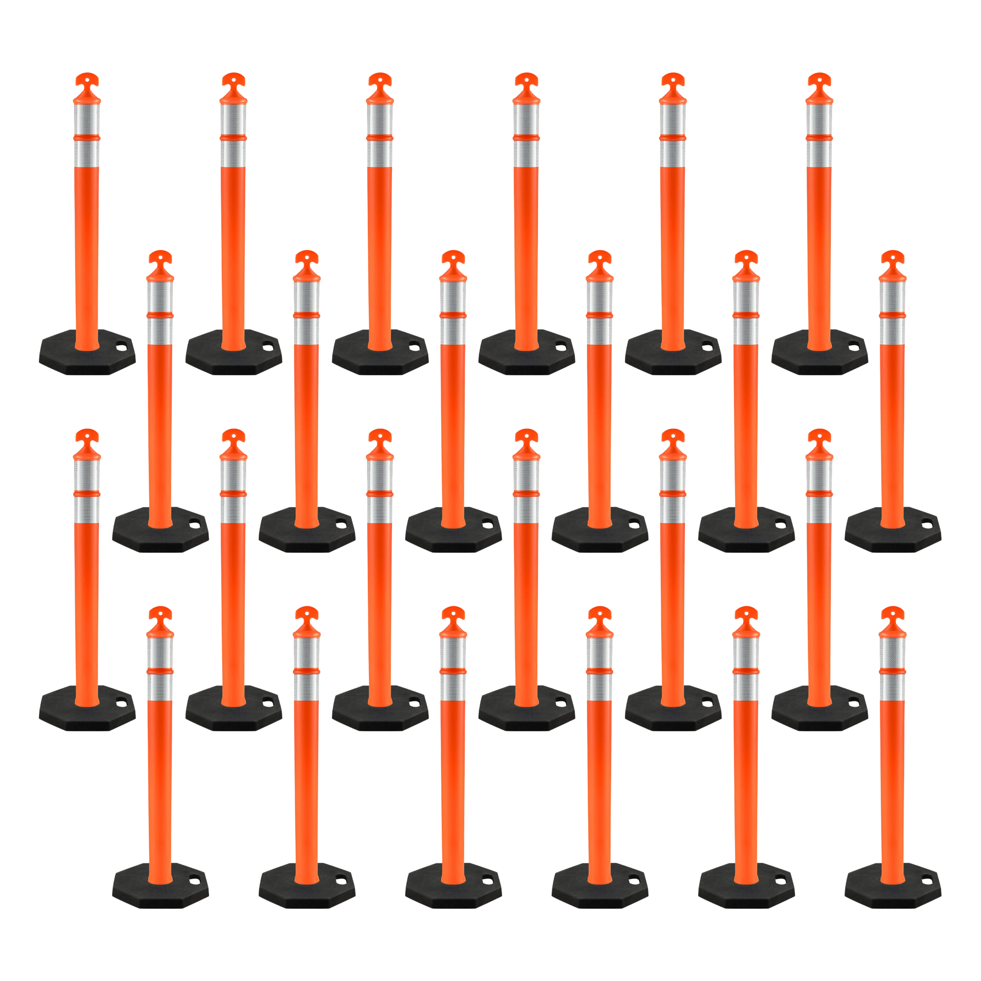 42" T-Top Orange Traffic Delineator Post with 13 LB PVC Base - 24 Pack
